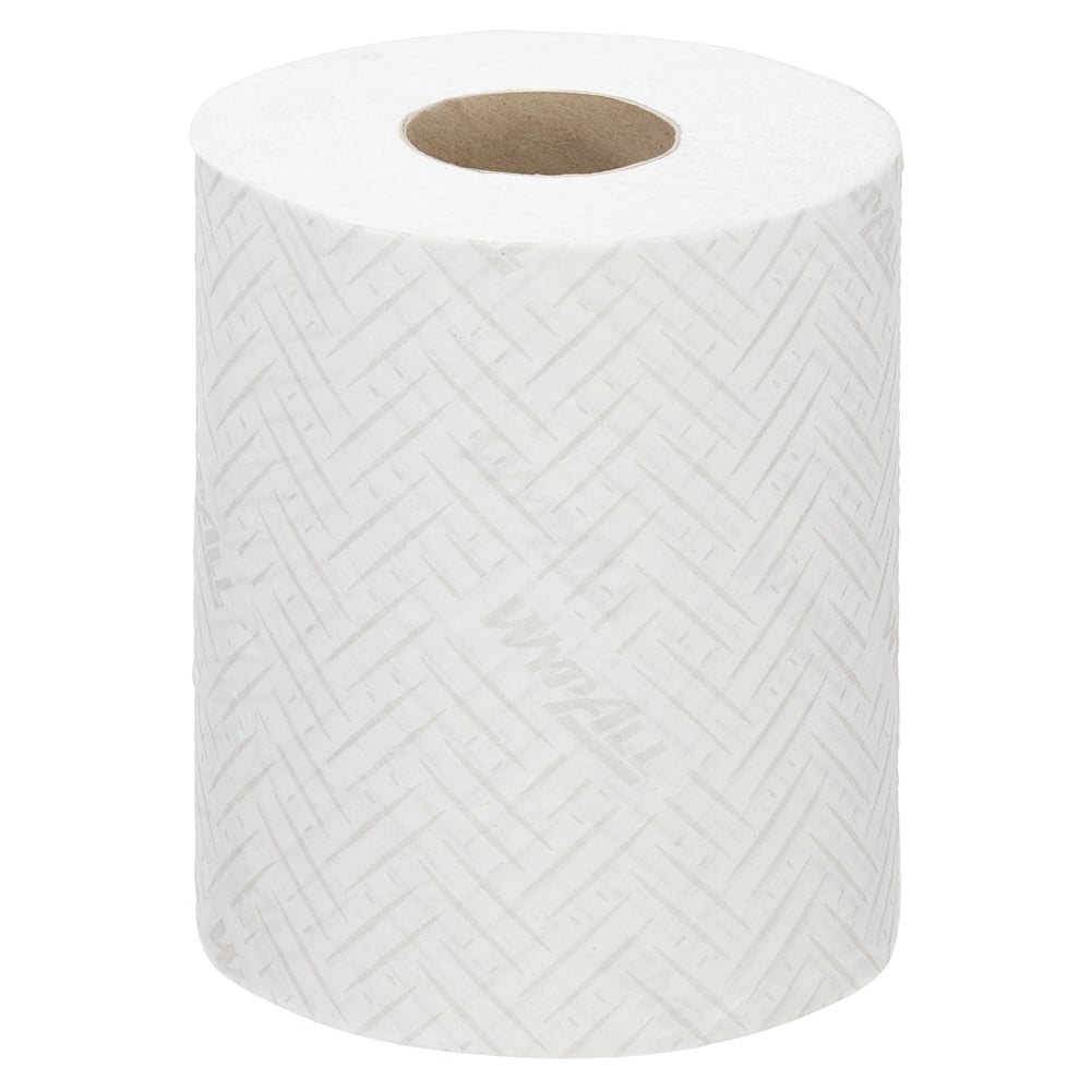 A Single White 6222 WypAll L10 Paper Hand Towel Roll