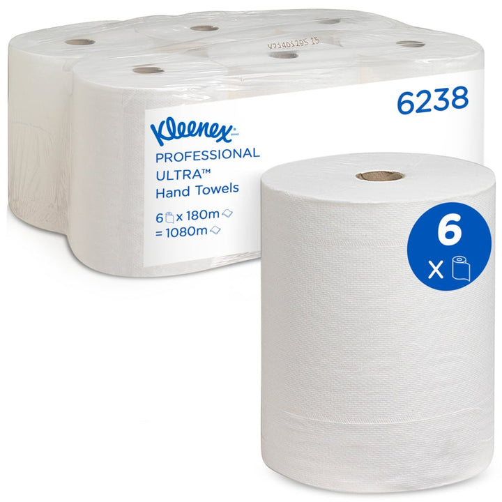 Kleenex® Ultra™ Paper Towel Roll 6238 - 2 Ply Paper Hand Towels - White