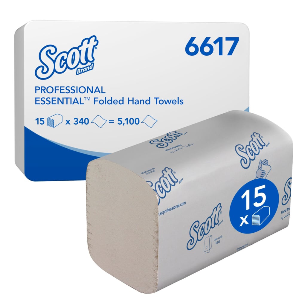 A White and Blue Case and Pack of 6617 Scott Essential Paper Folded Hand Towels