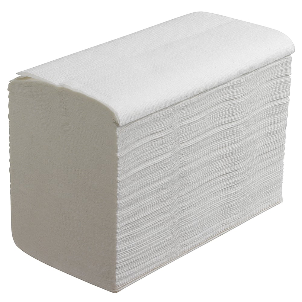 An Unpacked Stack of White 6617 Scott Essential Paper Hand Towels