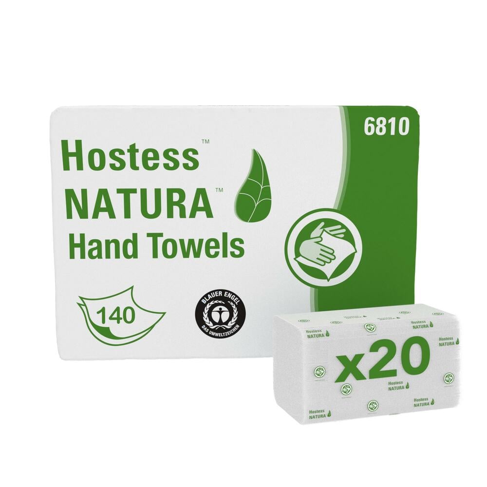 A White and Green Case of 6810 Hostess Natura Hand Towels