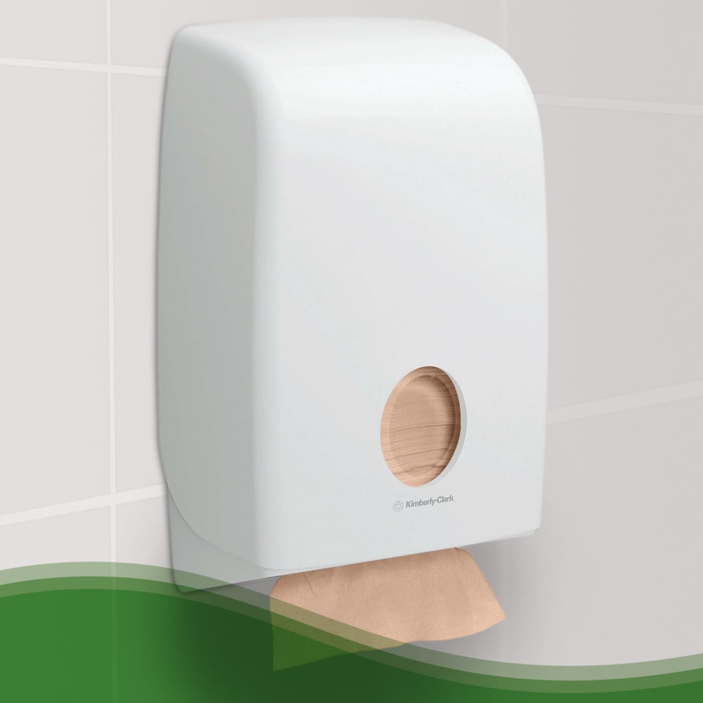 A Full, Closed White 6832 Aquarius Paper Hand Towel Dispenser