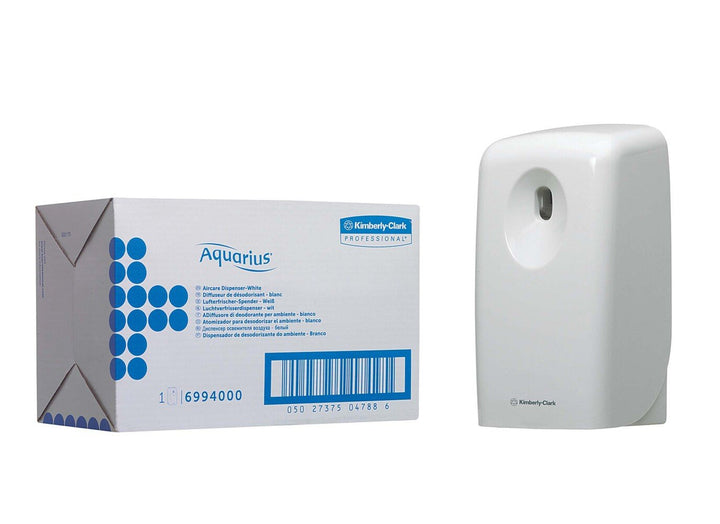 A White and Blue Box and Single 6994 Aquarius White Air Care Dispenser