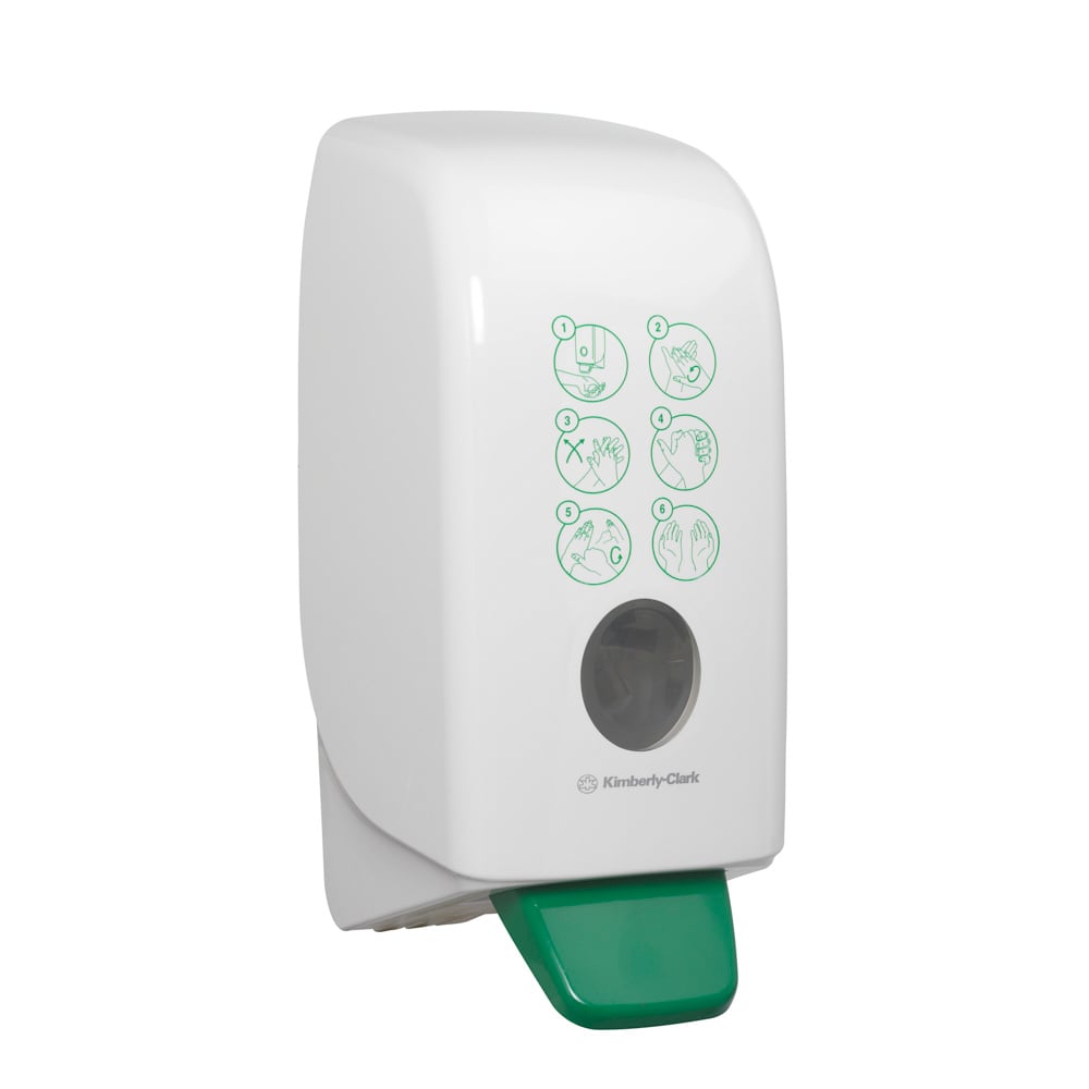 A Single White and Green 7134 Kimberly Clark Hand Moisturiser Dispenser