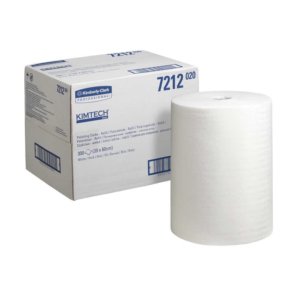 A White and Blue Case of 7212 Kimtech White Polishing Cloths