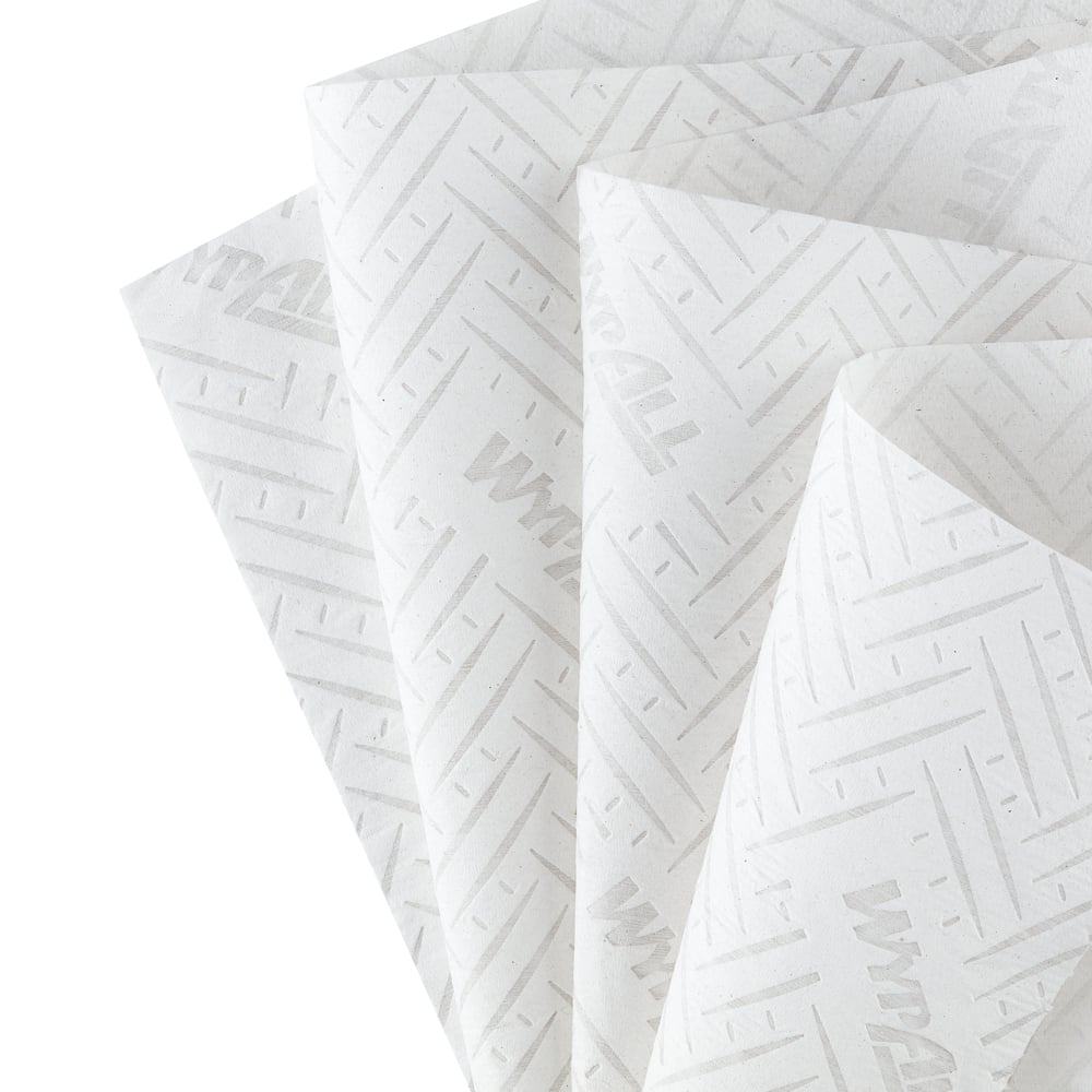 A Close-Up of a Single Sheet of White 7278 WypAll Paper Hand Towel