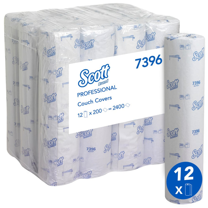 7396 Scott® Couch Cover (51W) - 12 Rolls x 200 Blue, 1 Ply Sheets