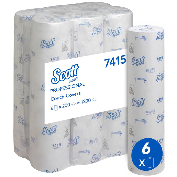 7415 - Scott® Extra Couch Cover (51W) - 6 Rolls x 200 White, 2 Ply Sheets